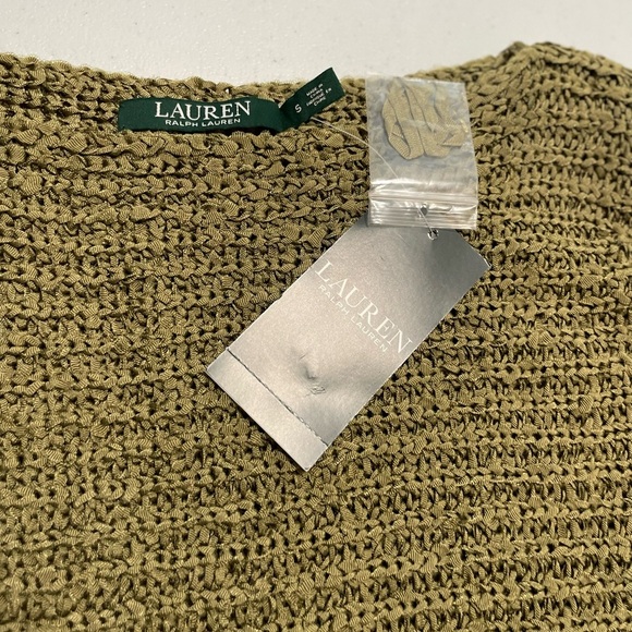 Lauren Ralph Lauren Darbye Tape Crochet Sweater Womens Small Green Textured Knit - Picture 9 of 14